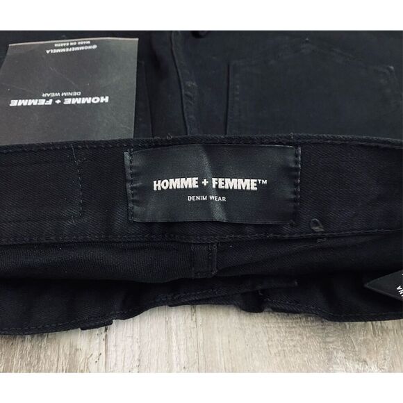 Homme + Femme Black Neon Distressed Men’s Jeans Sz 28 - Picture 4 of 5